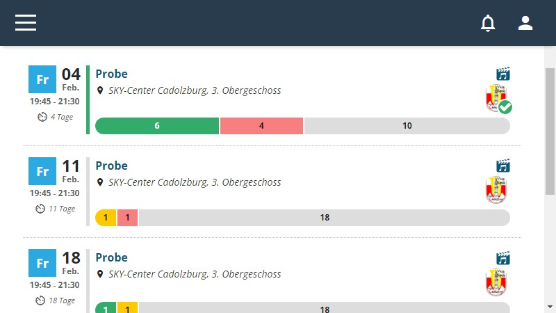 Nach der Freischaltung die Termine öffnen